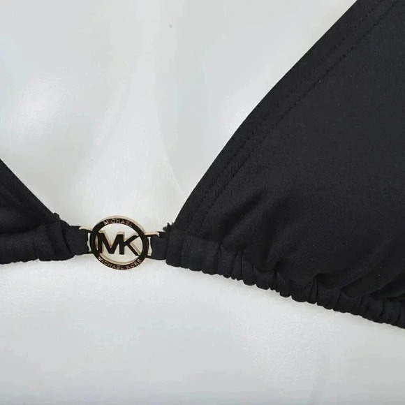 Michael Kors Triangle Bikini Top Black Gold Size Medium - Picture 6 of 8